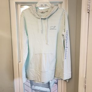 BOGO Vineyard Vines Hooded Sweatshirt Light blue and white striped size Medium